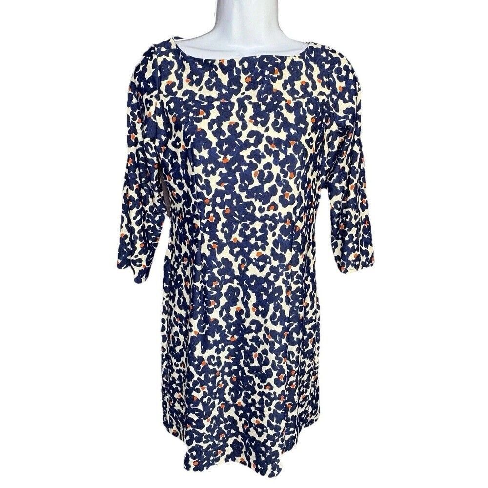 Jude Connally 3/4 Sleeve Shift Dress Women’s Size XS Blue Pattern Style 123